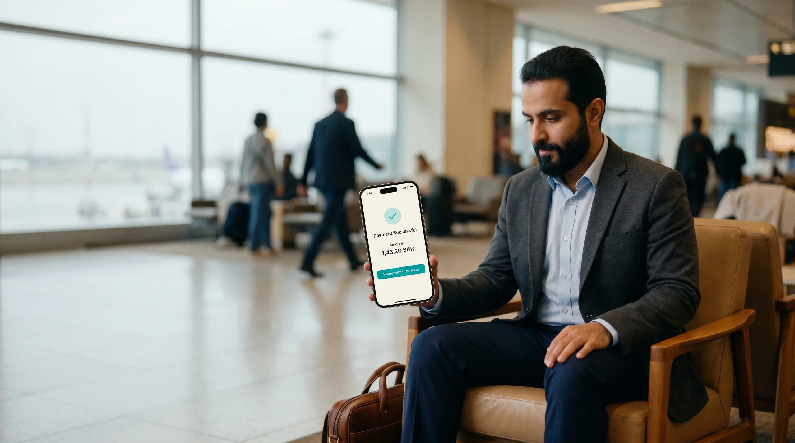 Patient paying a bill on mobile