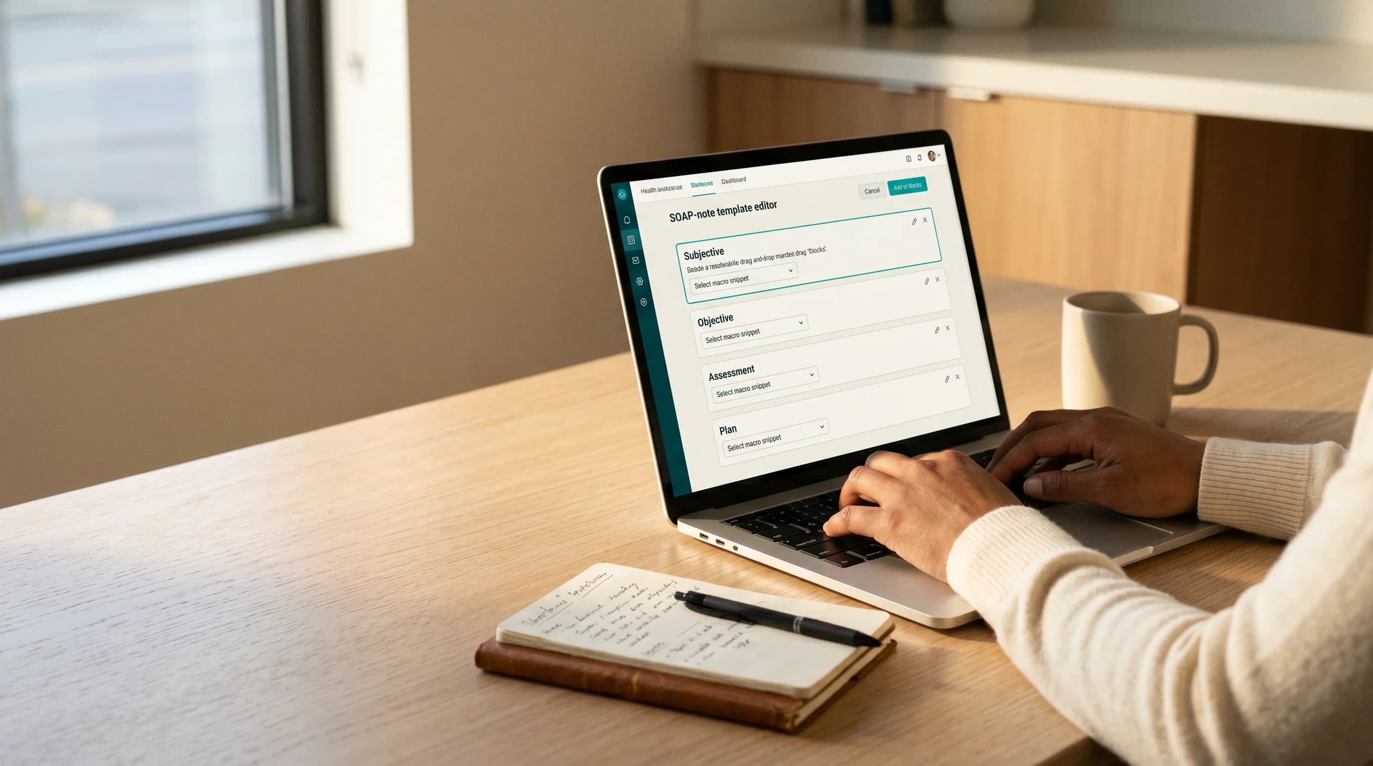 A clinic admin editing a bilingual reminder template in the notification console