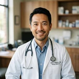 Portrait of Dr. Marcus Chen, Solo Family Physician at Cedar Family Practice